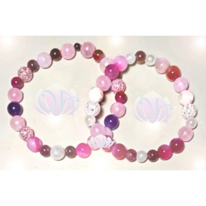 PULSEIRA ANCESTRAL - 3º RAIO - CHAMA ROSA (C/ PEDRAS PRECIOSAS)